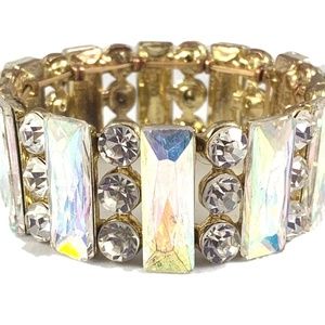 Crystal AB Rhinestone Stretch Bangle - Radiant Glamour for Pageants etc